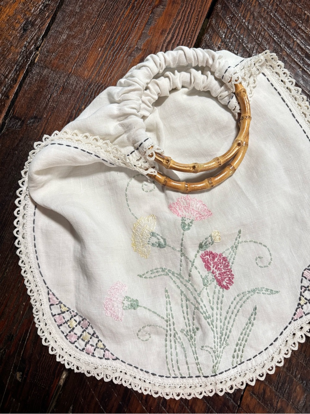 Market Tote from Vintage Table Linen